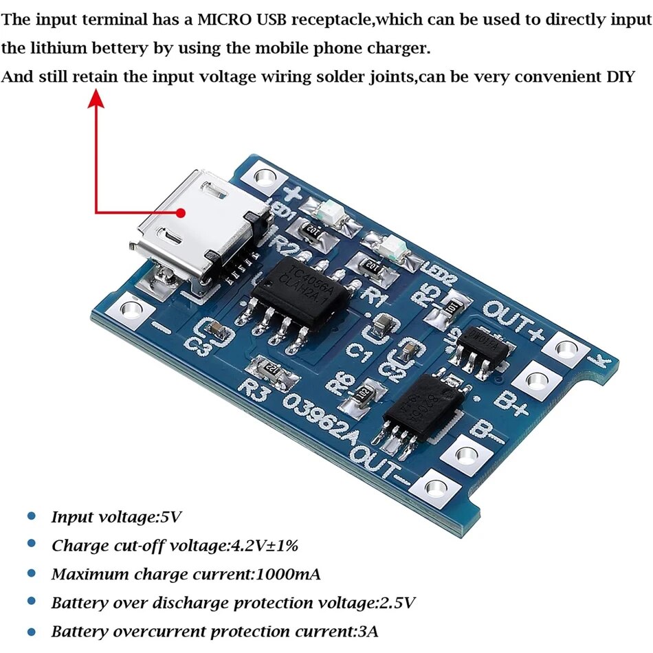 마이크로 USB C 타입 인터페이스 충전 보호 모듈,  - Tp4056 Module 리뷰 및 가격